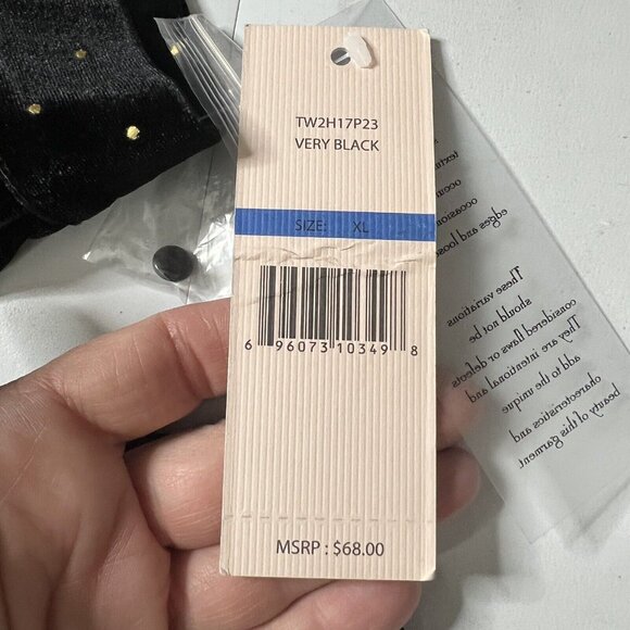 NWT Nanette Lepore Black Velvet Blouse Gold Polka Dots Mockneck Shirt XL NEW - Picture 12 of 16